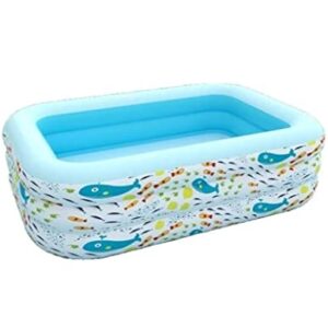 Aufblasbares Schwimmbecken, Automatisches aufblasbares Schwimmbecken, rechteckiges Planschbecken mit 3 Ringen, verdicktes Familien-Lounge-Pool for Erwachsene, Sommer-Planschbecken(185 * 125 * 60cm)