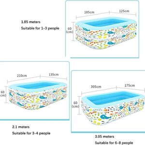 Alternative view of Aufblasbares Schwimmbecken, Automatisches aufblasbares Schwimmbecken, rechteckiges Planschbecken mit 3 Ringen, verdicktes Familien-Lounge-Pool for Erwachsene, Sommer-Planschbecken(185 * 125 * 60cm)
