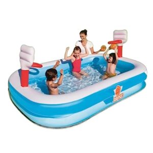 Aufblasbares Schwimmbecken, Aufblasbarer Pool, oberirdischer Swimmingpool mit Deckel, großes Geschenk, Familienpool, Volleyball-Set, Sommer-Planschbecken