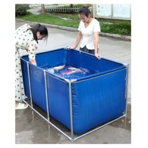 Generisch Robuster Fischteich aus PVC-Leinwand & tragbarer oberirdischer Wassertank – Faltbarer Pool für Camping, Outdoor-Aktivitäten, Fischzucht, inklusive Abfluss, langlebig, einfacher Aufbau
