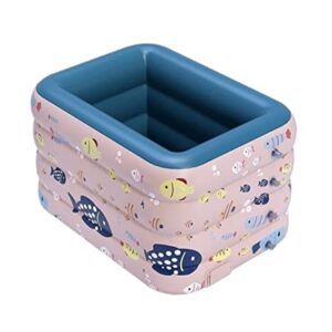 Aufblasbares Schwimmbecken, Aufblasbarer Familienpool, rosa, rechteckig, Schwimmbecken in voller Größe, aufblasbares Poo-Planschbecken, Sommer-Planschbecken(140 * 110 * 75cm)