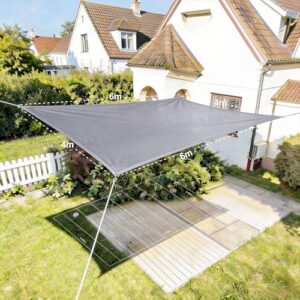 HAIKUS Sonnensegel 4x6 m Rechteckig, Premium HDPE UV Schutz Sonnenschutz Atmungsaktiv Wetterbeständig für Garten Balkon und Terrasse, inkl Befestigungsseile, Rechteck 4x6m Hellgrau