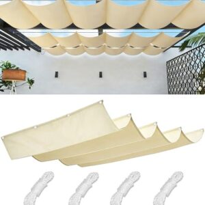 Einziehbares Sonnensegel Verstellbar Welle Markisenstoff Sonnenschutz Wasserdicht Wellenmarkise Outdoor Balkon Pergola UV-Beständig Segeltuch Markise für Terrasse Garten 2.5x2.5M Creme