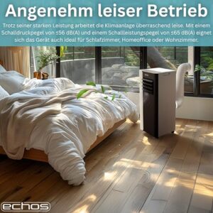 Alternative view of Echos® Mobile Klimaanlage 9.000 BTU mobil mit Abluftschlauch, Wi Fi & Fensterabdichtung – Mobiles Klimagerät App/WLAN Steuerung Fernbedienung & 24 h Timer - Luftkühler, Luftentfeuchter & Ventilato