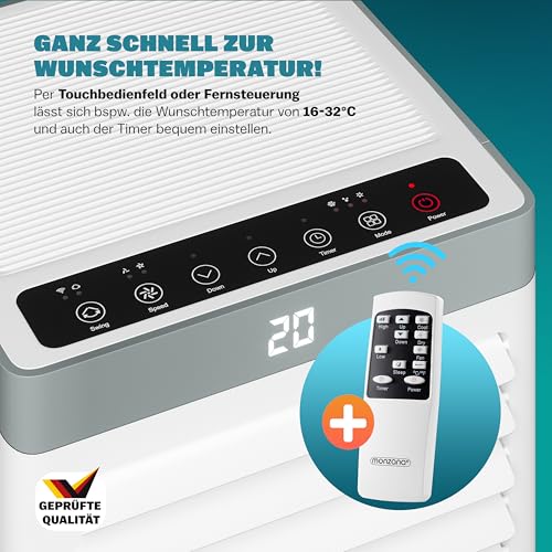MONZANA® mobile Klimaanlage MZKA780 7000 BTU 3in1 Fernbedienung 2100W Abluftschlauch Timer Schlafmodus Klimagerät Luftentfeuchter Air Conditioner – Bild 3