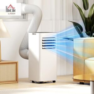Alternative view of HOMCOM Mobile Klimaanlage 3-in-1 Klimagerät mit Kühlung, Luftentfeuchter, Ventilator, Abluftschlauch, 9000BTU 2,6KW Luftkühler mit 2 Geschwindigkeiten, Timer, Fernbedienung, Kindersicherung, Weiß