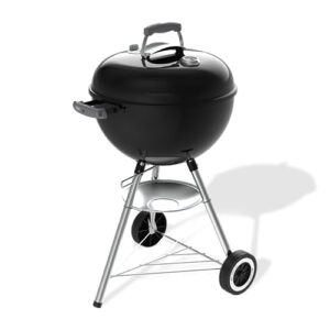 Weber Original Kettle Holzkohlegrill/Porzellanemaillierter Deckel und Kessel, 47 cm Grillfläche, One-Touch-Reinigungssystem, Deckelthermometer, Dreibein-Ständer und Räder, Schwarz