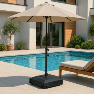 Alternative view of UNIGARDIA Sonnenschirmständer mit Rollen - Befüllbarer Schirmständer mit Wasser oder Sand max. 40 kg - Ampelschirm Kunststoff für Schirmstöcke 32, 38 und 48 mm, Windbeständiges Design 49,5x49,5x10 cm