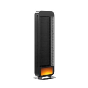 Infrarotheizung Standgerät Standfuß, Infrarot Heizstrahler, Infrarotstrahler 1400 Watt, Standheizstrahler mit LED Flammeneffekt, Standheizung Elektrisch, Elektroheizung, Strahlend, Schwarz