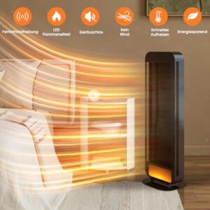 Alternative view of Infrarotheizung Standgerät Standfuß, Infrarot Heizstrahler, Infrarotstrahler 1400 Watt, Standheizstrahler mit LED Flammeneffekt, Standheizung Elektrisch, Elektroheizung, Strahlend, Schwarz