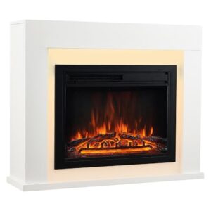 KAMINIO Elektrokamin Kai - Elektrischer Outdoor-Standkamin mit Heizung, 3D-Flammeneffekt, LED-Ambientelicht, Holzfach, Fernbedienung (X-Large)