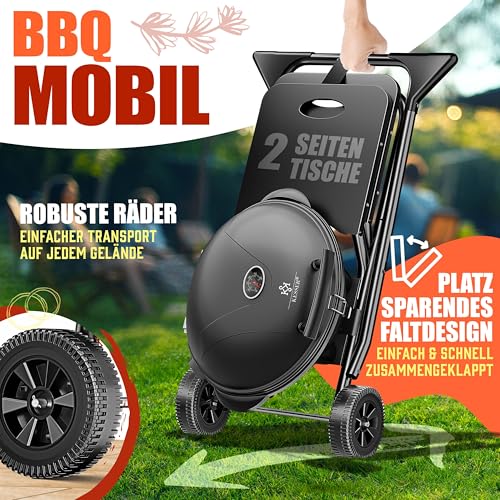 KESSER® elektrischer Elektrogrill 2in1 Tischgrill & Standgrill mit Deckel & Standfuß, 2400 Watt, Thermostat, Antihaftbeschichtung, Abstelltische Abdeckung, Balkon Grill für drinnen & draußen – Bild 6