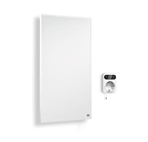 Könighaus Infrarotheizung - 1000 Watt mit TÜV SÜD 5 Jahre Herstellergarantie ✓ Doppelter Überhitzungsschutz ✓ Für Wandmontage ✓ inkl. Smart LED Thermostat und App