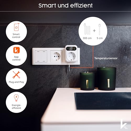 Könighaus Infrarotheizung - 1000 Watt mit TÜV SÜD 5 Jahre Herstellergarantie ✓ Doppelter Überhitzungsschutz ✓ Für Wandmontage ✓ inkl. Smart LED Thermostat und App – Bild 4