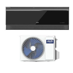A AUX Klimaanlage Set 18000 BTU (5,1 kW) - Außengerät 18000 BTU Wandgerät mit WLAN - R32 Kältemittel - Hochglanz Schwarz - leise Splitanlage für 1 Raum - smart & anschlussfertig