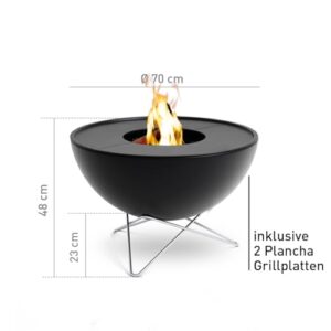 Alternative view of höfats - Bowl 70 Plancha Set tief - raucharme Verbrennung - Feuerstelle und Plancha Grill - kippbarer Feuerkorb inkl. 2 Plancha Grillplatten - Stahl emailliert – schwarz, Ø 70 cm