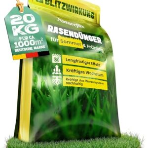 Natureflix Rasendünger 20kg für 1000m² | Langzeitdünger für dichten & sattgrünen Rasen | Premium Rasen Dünger für Frühjahr & Sommer Anwendung | Tierfreundlicher NPK Dünger