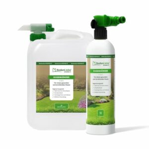 BodenLiebe Rasenblitz 5 l flüssiger Rasendünger inkl. Sprühflasche - Für 250 m² Garten - Schnelles Grün statt Gelb - Sichere Anwendung - Familienfreundlich & tierverträglich - Made in Germany