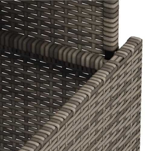 vidaXL Gartentisch, Outdoor Tisch mit Verstellbarer Tischplatte, Esstisch mit Stahlrahmen, Gartenmöbel Couchtisch, Grau Poly Rattan Akazienholz – Bild 8