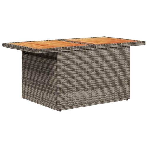 vidaXL Gartentisch, Outdoor Tisch mit Verstellbarer Tischplatte, Esstisch mit Stahlrahmen, Gartenmöbel Couchtisch, Grau Poly Rattan Akazienholz – Bild 9