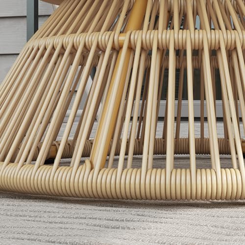 Outsunny Runder Garten-Couchtisch, Beistelltisch aus Harz in Rattan-Optik und Hartglasplatte Ø60 x 37H cm – Bild 9