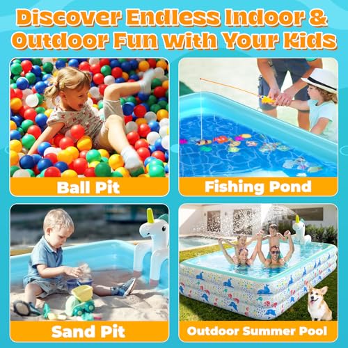 Skirfy Aufblasbarer Pool mit Sprinkler, 300 x 180 x 60 cm XXL Gartenpool, Verdickter Kinderpool für Erwachsene & Kinder, Sommer Outdoor Pool für Garten – Bild 7