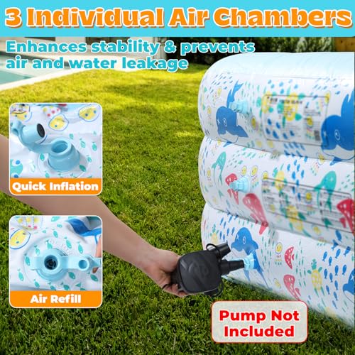 Skirfy Aufblasbarer Pool mit Sprinkler, 300 x 180 x 60 cm XXL Gartenpool, Verdickter Kinderpool für Erwachsene & Kinder, Sommer Outdoor Pool für Garten – Bild 5