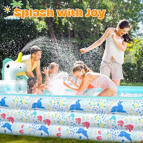 Skirfy Aufblasbarer Pool mit Sprinkler, 300 x 180 x 60 cm XXL Gartenpool, Verdickter Kinderpool für Erwachsene & Kinder, Sommer Outdoor Pool für Garten – Bild 8