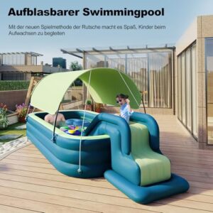 Alternative view of Ergocar Aufblasbarer Pool, Aufblasbarer Kinderpool mit Rutsche, Aufblasbares Planschbecken für Kinder mit Markise, Family Pool Schwimmbecken für Kleinkinder Outdoor, Garten, Hinterhof
