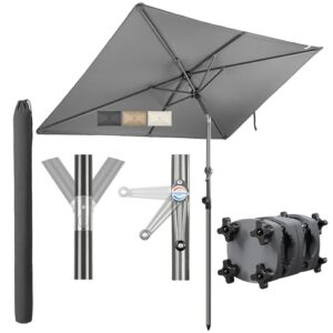 4smile SunnyShade Sonnenschirm Balkon mit Halterung im 3-er-Set, UV 50 , 210x140 cm, Anthrazit, Sonnenschirm rechteckig, Sonnenschutz Balkon, Balkonschirm mit Sonnenschirmhalter, für Balkongeländer
