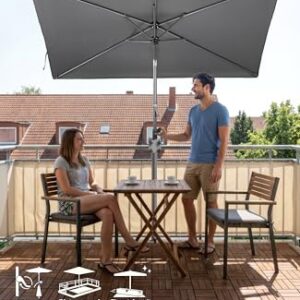 Alternative view of 4smile SunnyShade Sonnenschirm Balkon mit Halterung im 3-er-Set, UV 50 , 210x140 cm, Anthrazit, Sonnenschirm rechteckig, Sonnenschutz Balkon, Balkonschirm mit Sonnenschirmhalter, für Balkongeländer