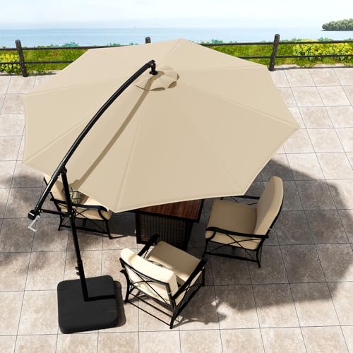 OLILAWN Sonnenschirm mit Ständer, 300 cm Ampelschirm mit Kurbel, für Balkon, Terrasse & Garten, Sonnenschutz, Gestell & Ständer aus Alu, UV-Schutz, wasserdicht Windfest, 360° Funktion Schutzhülle – Bild 7