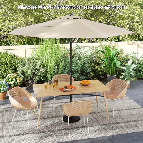 COSTWAY Sonnenschirm 300 cm, Gartenschirm mit Kurbel, beidseitig um 25° knickbar, Terrassenschirm mit 8 Rippen, Marktschirm für Garten, Balkon, Terrasse, Beige – Bild 2