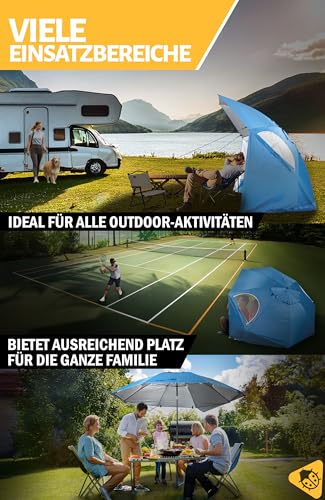 Menz Sonnenschirm Strand windfest stabil Ø 220 cm - Funktionale UPF 50 Sonnenschirm Muschel, Strandschirm mit Seitenwand, Sonnenschutz Strand – Bild 6