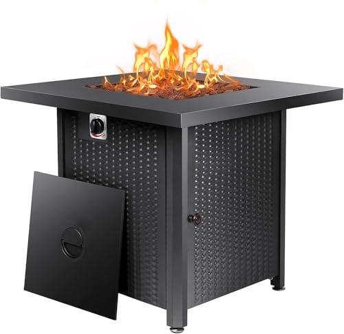 APANA Gas Feuerstelle Outdoor Feuertisch mit Gasfeuerstelle für Terrasse Balkon Garten 50000 BTU mit Lavasteinen und Abdeckhaube