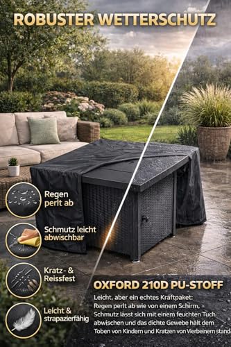 APANA Gas Feuerstelle Outdoor Feuertisch mit Gasfeuerstelle für Terrasse Balkon Garten 50000 BTU mit Lavasteinen und Abdeckhaube – Bild 2