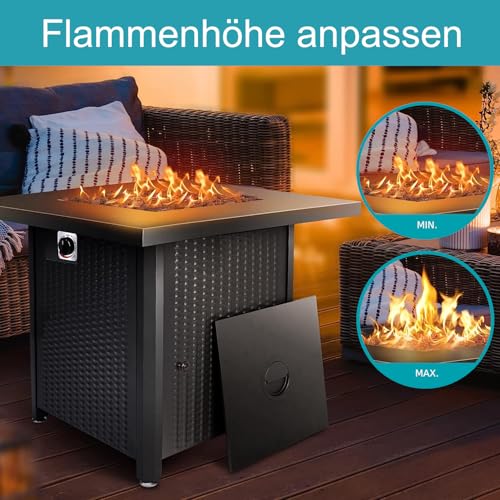 APANA Gas Feuerstelle Outdoor Feuertisch mit Gasfeuerstelle für Terrasse Balkon Garten 50000 BTU mit Lavasteinen und Abdeckhaube – Bild 6