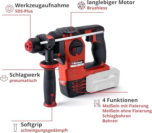 Einhell Professional Akku-Bohrhammer HEROCCO 18/20 Power X-Change (18 V, Brushless, 2,2 J, SDS-plus, pneumatisches Schlagwerk, Tiefenanschlag, inkl. Koffer, ohne Akku) – Bild 3