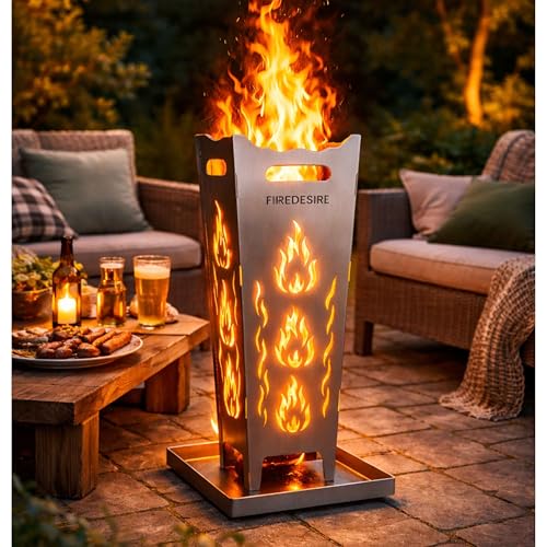 FireDesire Feuerkorb 80cm Grillplatte Ascheschale, Feuertonne, Feuerschale, Grilltonne, Ofen, Terassenofen, Grill – Bild 3