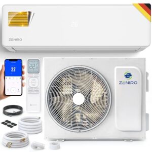 ZENIRO Klimaanlage Set Split - mit WiFi/App Funktion Klimagerät Kühlen A / Heizen A 3,5kW 12000 BTU Sehr Leise, Kältemittel R32 - Fernbedienung, Timerfunktion - Inkl. Montagematerial