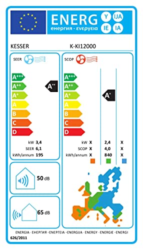 KESSER® Klimaanlage Set Split, WiFi/App Funktion Klimagerät, Kühlen A /Heizen A , 12000 BTU/h (3.400W) sehr leise, Kältemittel R32, Fernbedienung, Timerfunktion, Montagematerial – Bild 10