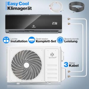 Alternative view of KESSER® Klimaanlage Set Split, WiFi/App Funktion Klimagerät, Kühlen A /Heizen A , 12000 BTU/h (3.400W) sehr leise, Kältemittel R32, Fernbedienung, Timerfunktion, Montagematerial