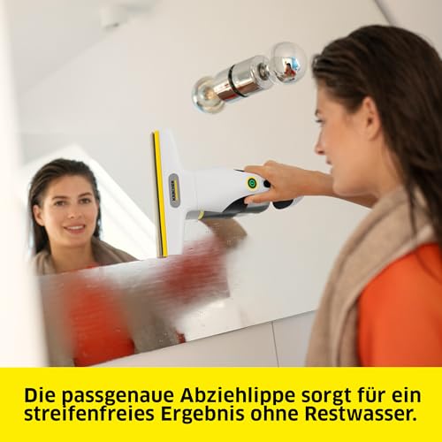 Kärcher Akku-Fenstersauger WV 1 Compact Care, Akkulaufzeit: 25 min., Schmutzwassertank: 100 ml, Gewicht: 0,5 kg, Sprühflasche mit Mikrofaser-Wischbezug, 20 ml Fensterreiniger, USB-C-Port – Bild 4