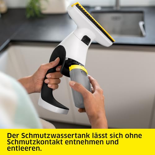 Kärcher Akku-Fenstersauger WV 1 Compact Care, Akkulaufzeit: 25 min., Schmutzwassertank: 100 ml, Gewicht: 0,5 kg, Sprühflasche mit Mikrofaser-Wischbezug, 20 ml Fensterreiniger, USB-C-Port – Bild 7
