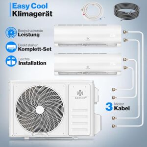 Alternative view of KESSER® Multisplit Klimaanlage 2 Innengeräte, 18000 BTU, Split Klimagerät Set mit WiFi/App, Heizen & Kühlen, Inverter, Eco-Modus, Luftentfeuchter & Ventilator, sehr leise, R32, Montagematerial