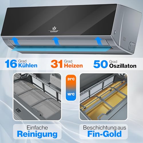 KESSER® Split Klimaanlage Set Quick Connect – WiFi & App Klimagerät mit Heizfunktion & Kühlmodus Wandklimaanlage, mit Kupferleitung 12000 BTU 3,4 kW Kältemittel R32 Inkl. Montagematerial – Bild 3