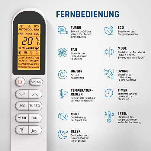 Danyon Multisplit Klimaanlage 2 Innengeräte - 18000 BTU - 5,2 kW, sehr leise & energiesparend, Smart Home, Inverter Klimagerät mit Heizfunktion, WiFi und App, Splitgerät vorgefüllt mit R32 Kältemittel – Bild 8