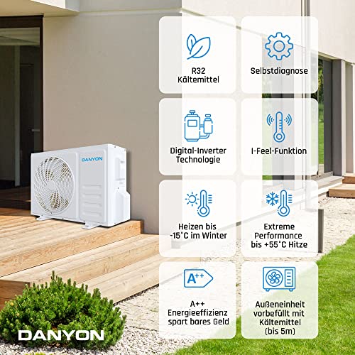 Danyon Multisplit Klimaanlage 2 Innengeräte - 18000 BTU - 5,2 kW, sehr leise & energiesparend, Smart Home, Inverter Klimagerät mit Heizfunktion, WiFi und App, Splitgerät vorgefüllt mit R32 Kältemittel – Bild 7