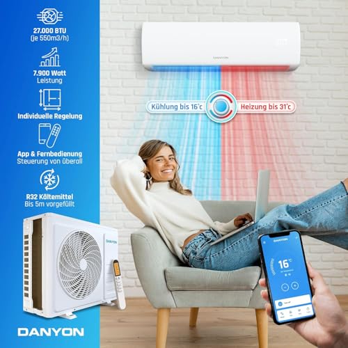 Danyon Multisplit Klimaanlage 3 Innengeräte - 27000 BTU - 7,9 kW - Inverter Klimagerät mit Heizfunktion, WiFi und Smart-Home - sehr leise & energiesparend, Splitgerät vorgefüllt – Bild 2