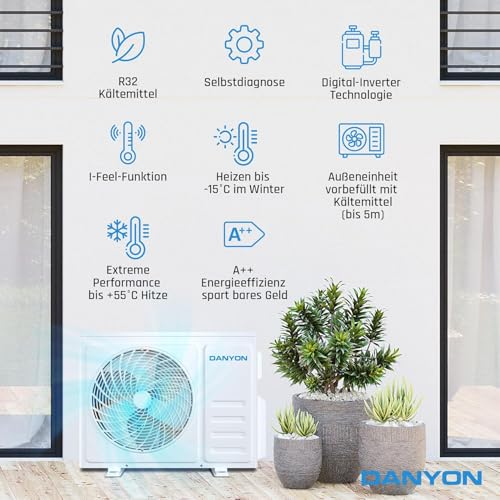Danyon Multisplit Klimaanlage 3 Innengeräte - 27000 BTU - 7,9 kW - Inverter Klimagerät mit Heizfunktion, WiFi und Smart-Home - sehr leise & energiesparend, Splitgerät vorgefüllt – Bild 5